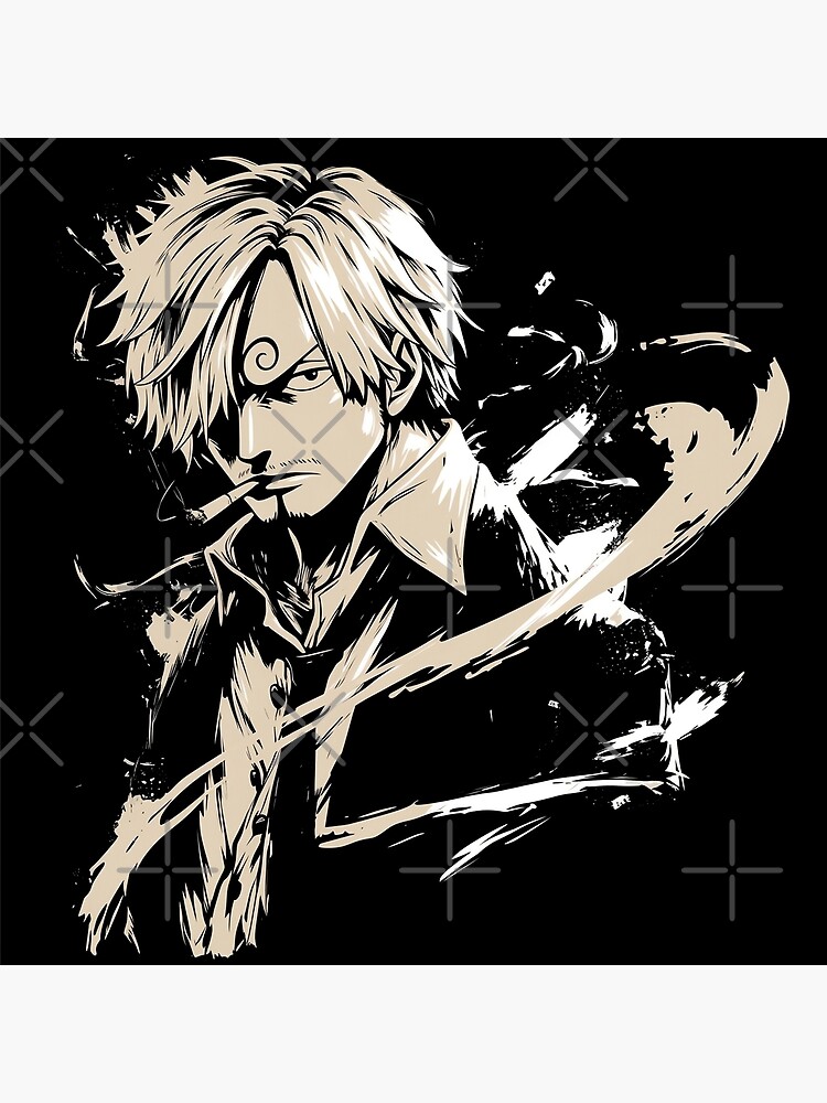 One Piece Sanji Retro Black And Grey Throw Pillow - Image 2