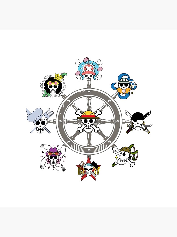 New One Piece Straw Hat Crew Line Art Throw Pillow - Image 2