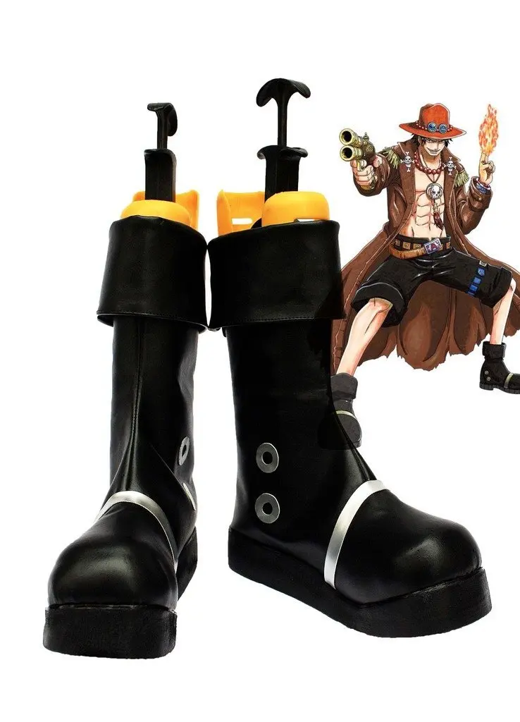 Portgas D Ace Boots Black Shoes Cosplay