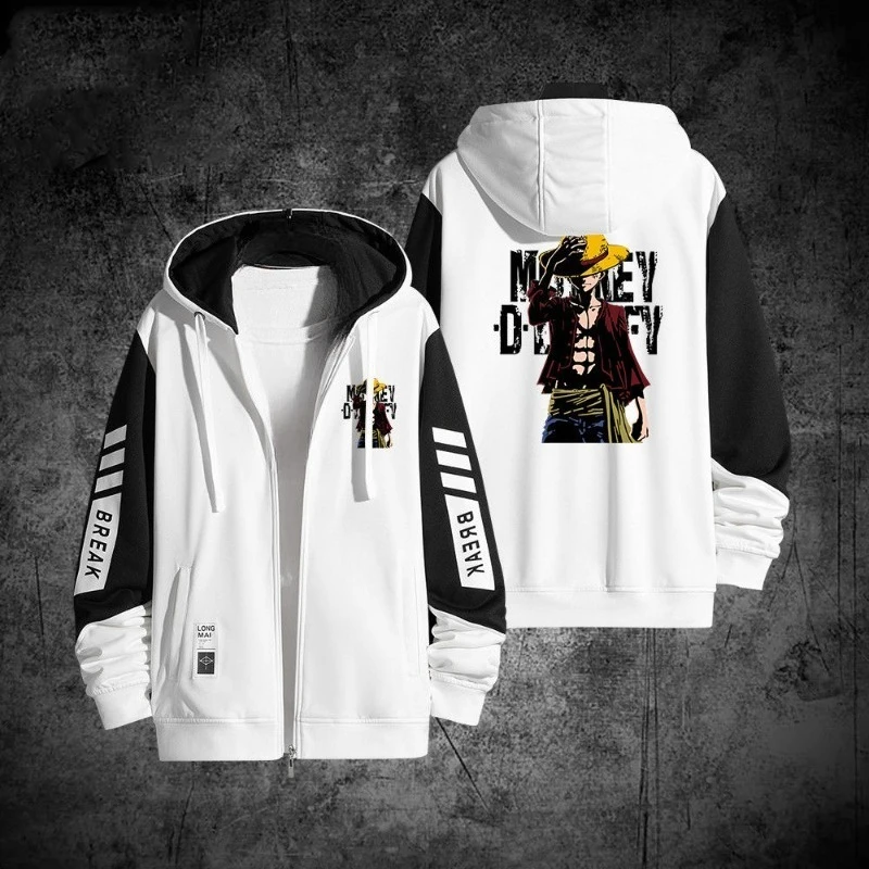 One Piece Luffy Zoro Nami Ace Anime Creative Zip Hoodie Jacket - Image 2