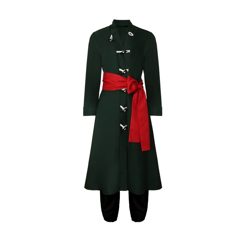 Roronoa Zoro Green Coat Belt Pants Head Scarf Zoro Wig Uniforms Clothes - Image 3