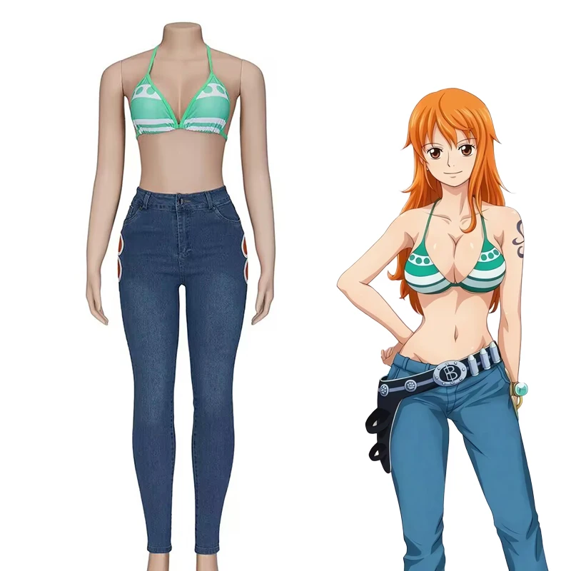 Nami Jeans Bikini Swimsuit Cosplay Costume