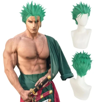 Anime Zoro Wig Short Green Layered Cosplay Wig