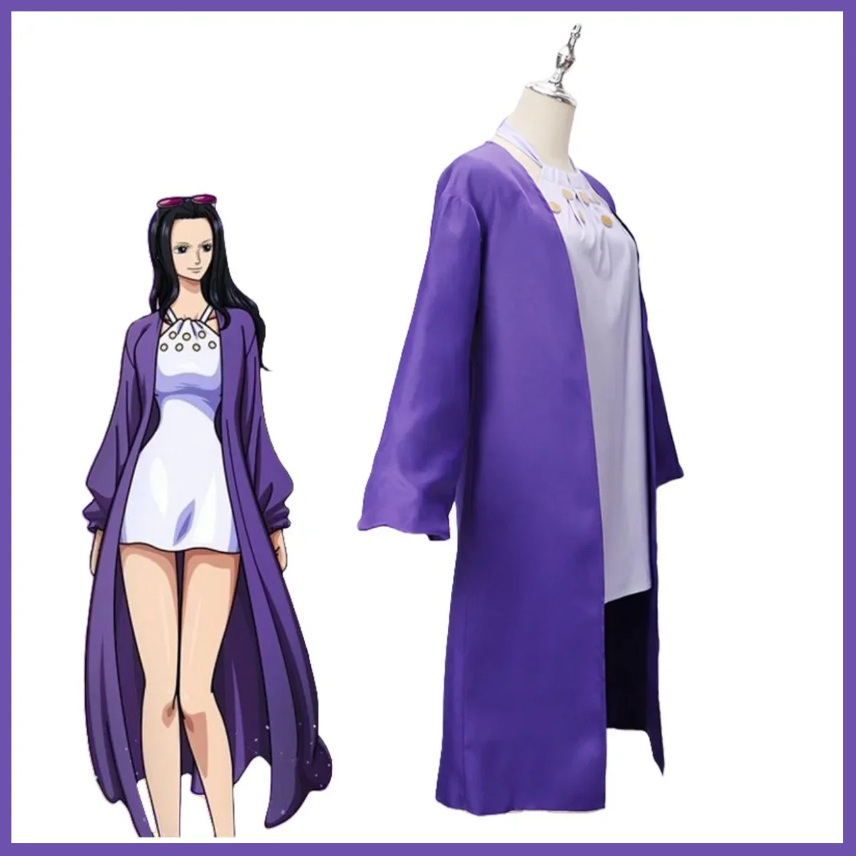 Anime Nico Robin Purple Coat Shawl Costume Cosplay - Image 2