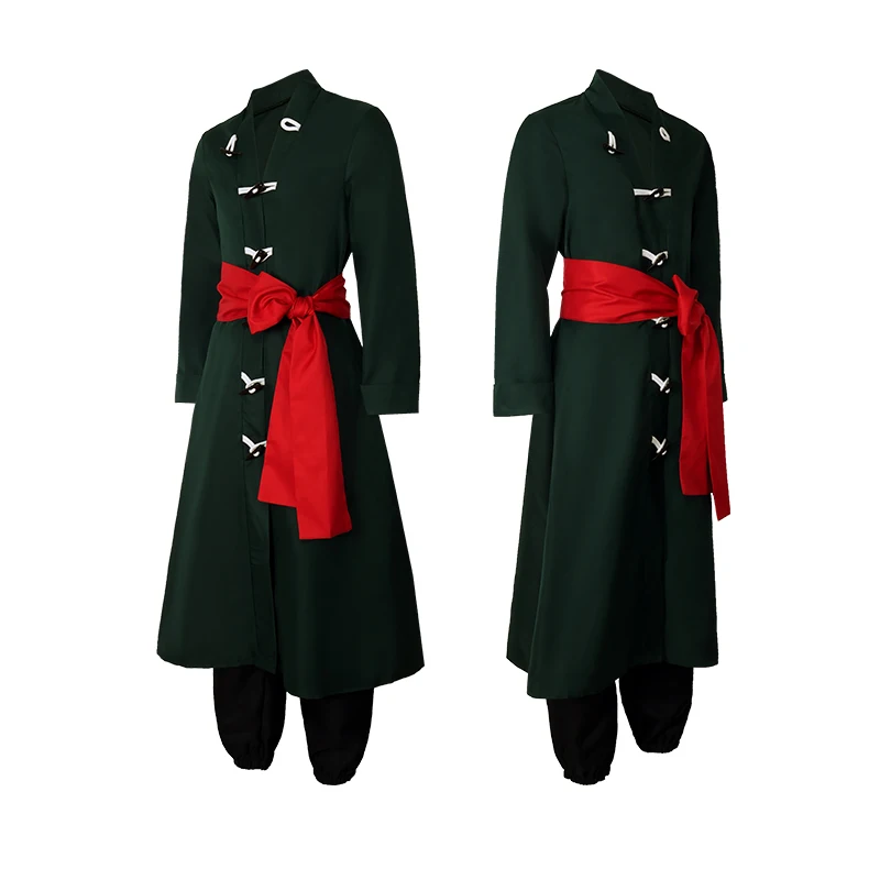 Roronoa Zoro Green Coat Belt Pants Head Scarf Zoro Wig Uniforms Clothes