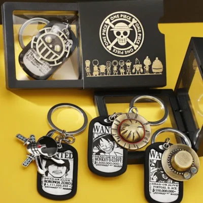 One Piece Luffy Ace Straw Hat Pendant Keychain