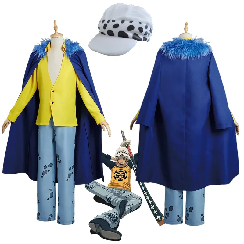 Trafalgar Law Anime Outfit Set Coat Pants Hat Cosplay Costume