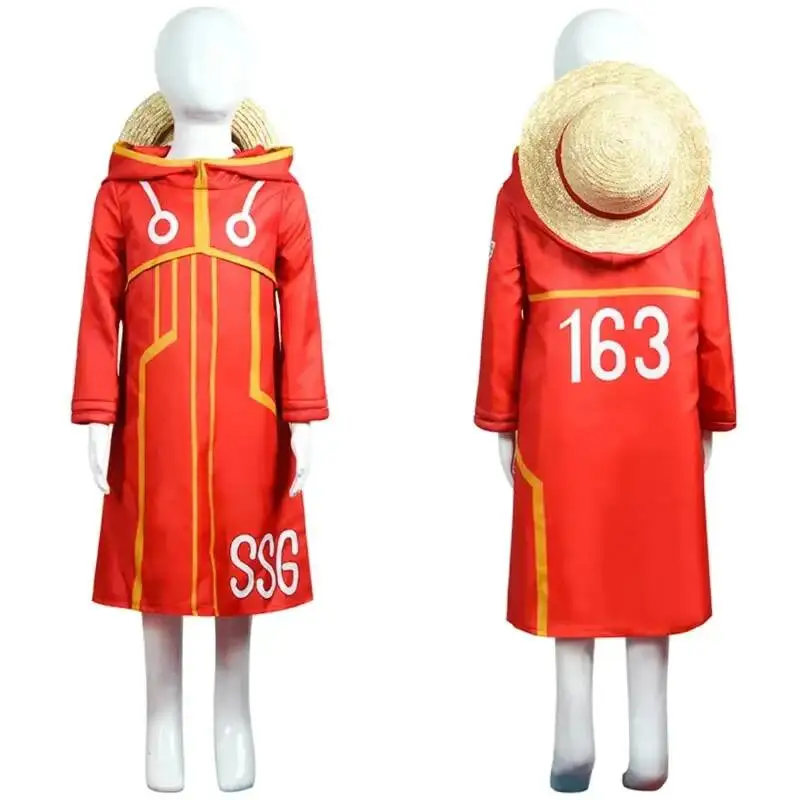 Kids Luffy Coat Pants Hat Cosplay Costume Set - Image 5