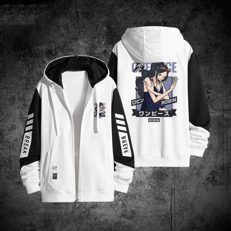 One Piece Luffy Zoro Nami Ace Anime Creative Zip Hoodie Jacket - Image 6