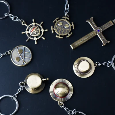 7pcs Anime One Piece Pendant Metal Keychain