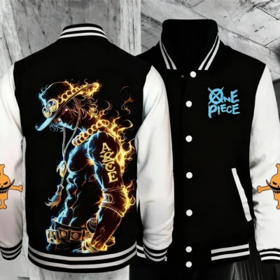 One Piece Ace Character Style Varsity Jacket