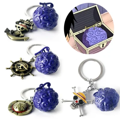 Anime One Piece Devil Fruit With Characters Keychain