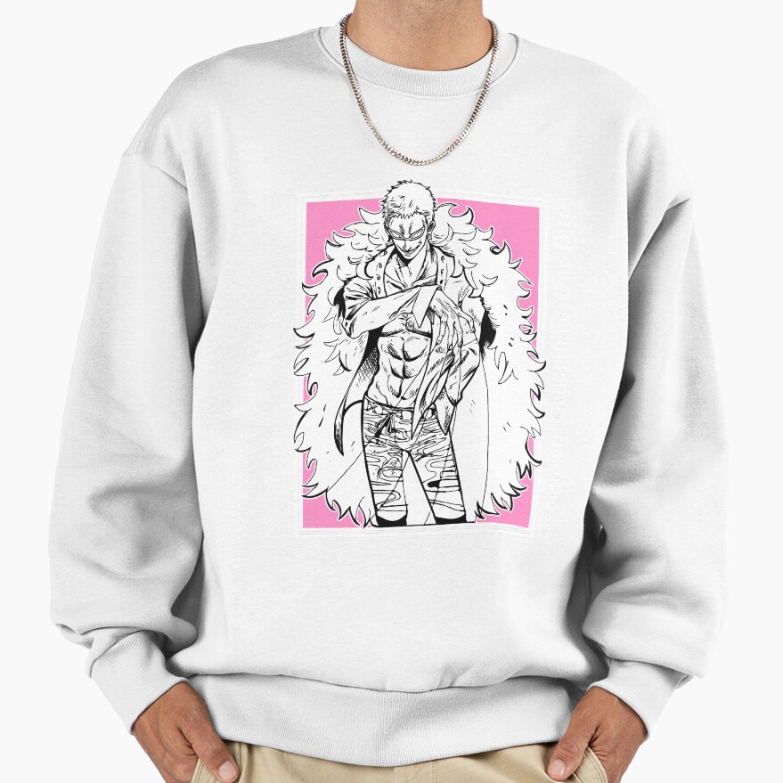 Doflamingo Pink Full Back & White Sweatshirt - Image 2
