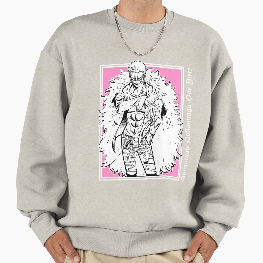 Doflamingo Pink Full Back & White Sweatshirt - Image 3