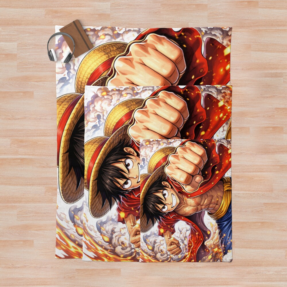 Luffy Fire Style Throw Blanket - Image 3