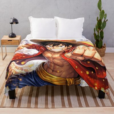Luffy Fire Style Throw Blanket