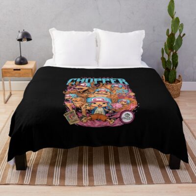 Vintage Tony Tony Chopper Graphic One Piece Straw Hat Crew Throw Blanket