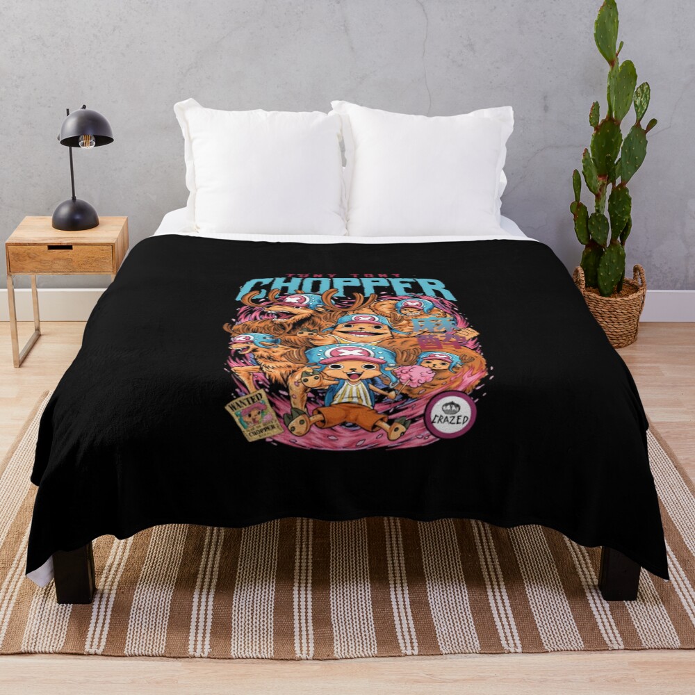 Vintage Tony Tony Chopper Graphic One Piece Straw Hat Crew Throw Blanket