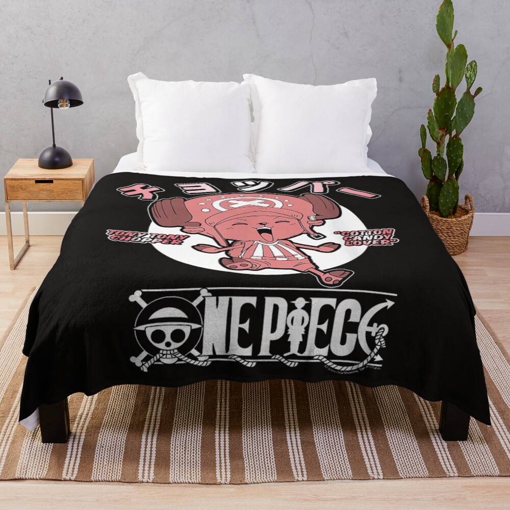 Anime Chopper Cotton Candy Lover With Logo Throw Blanket