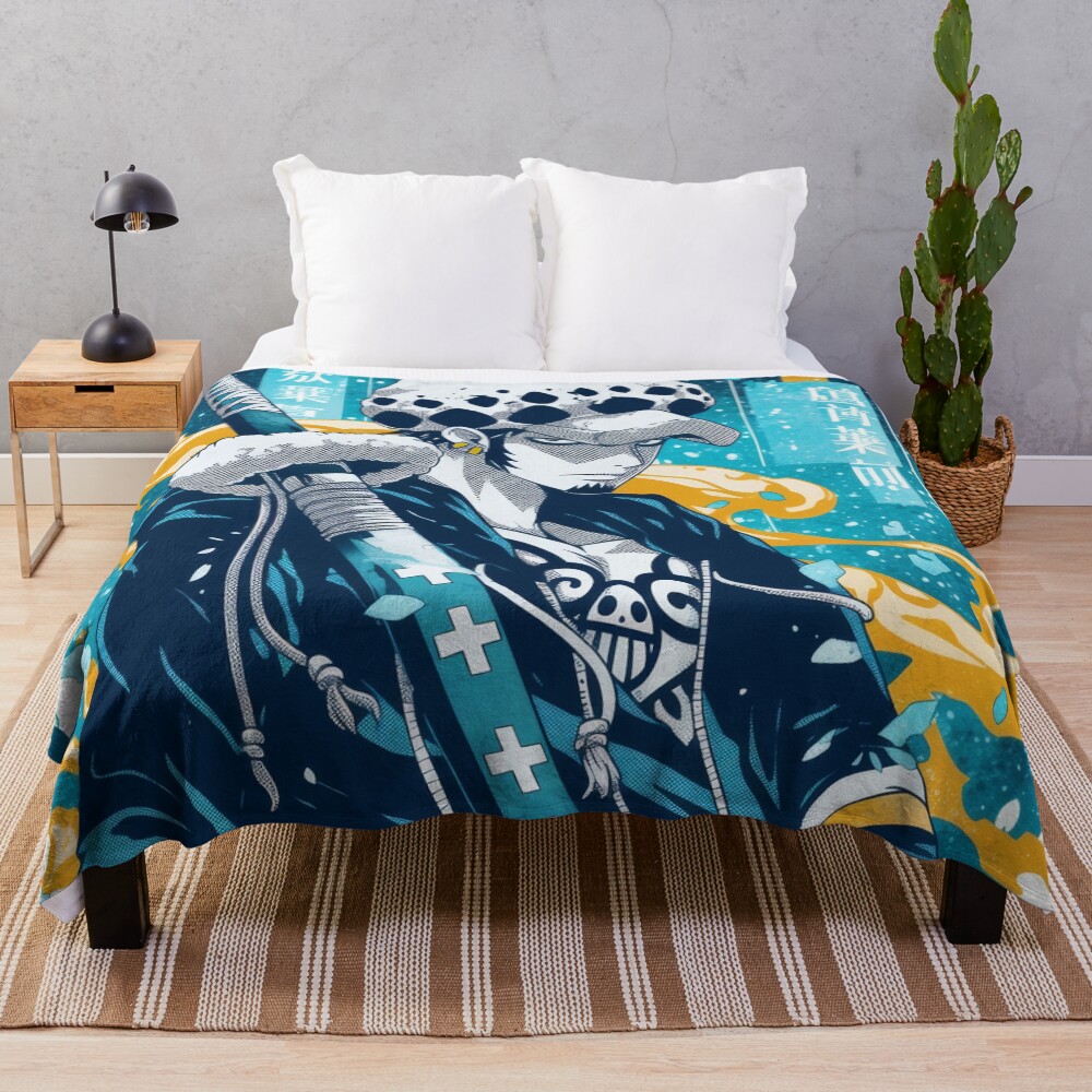 Trafalgar Blue Yellow Halftone Poster Throw Blanket
