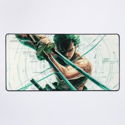 Three Sword Samurai Epic Green Haired Anime Swordsman Action Mouse Pad