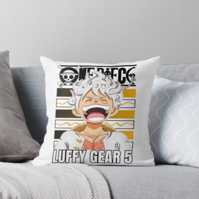 One Piece Puffy Gear 5 Throw Pillow