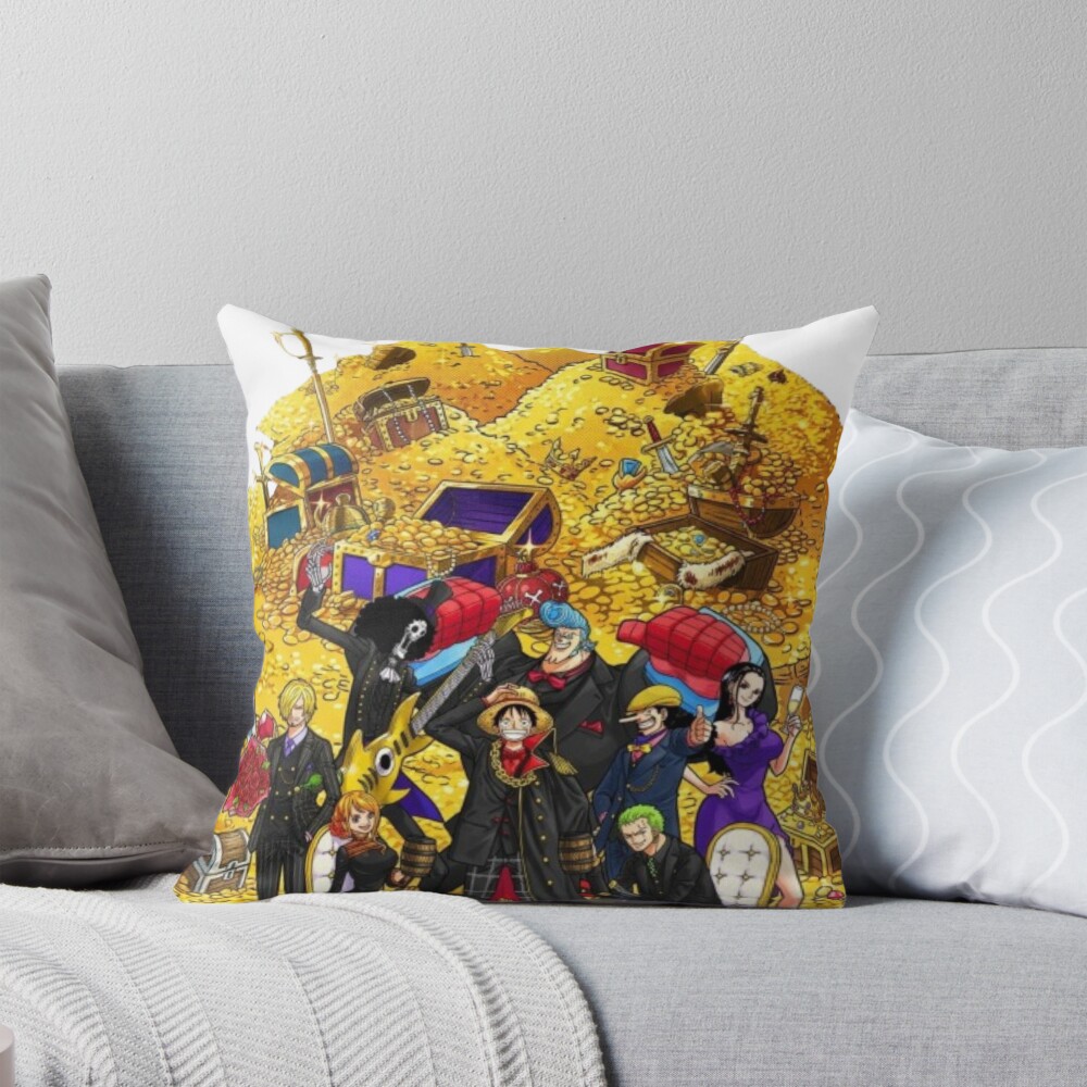 One Piece Straw Hat Pirates Treasure Throw Pillow