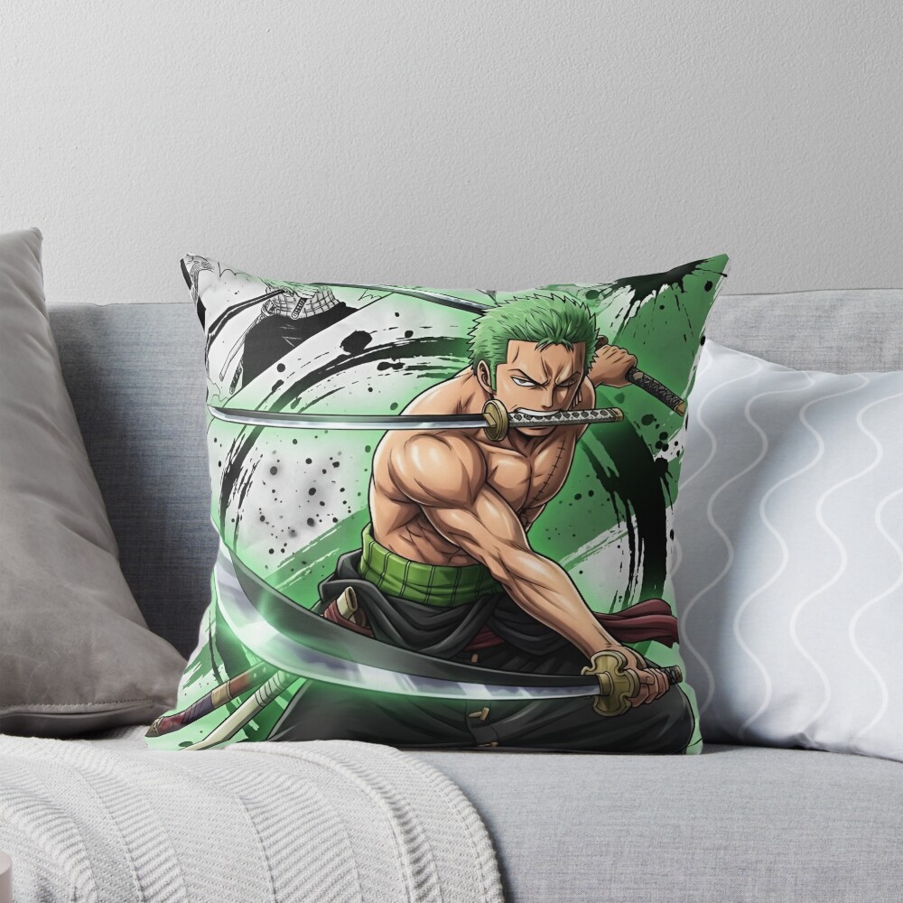 Roronoa Zoro Three Sword Throw Pillow
