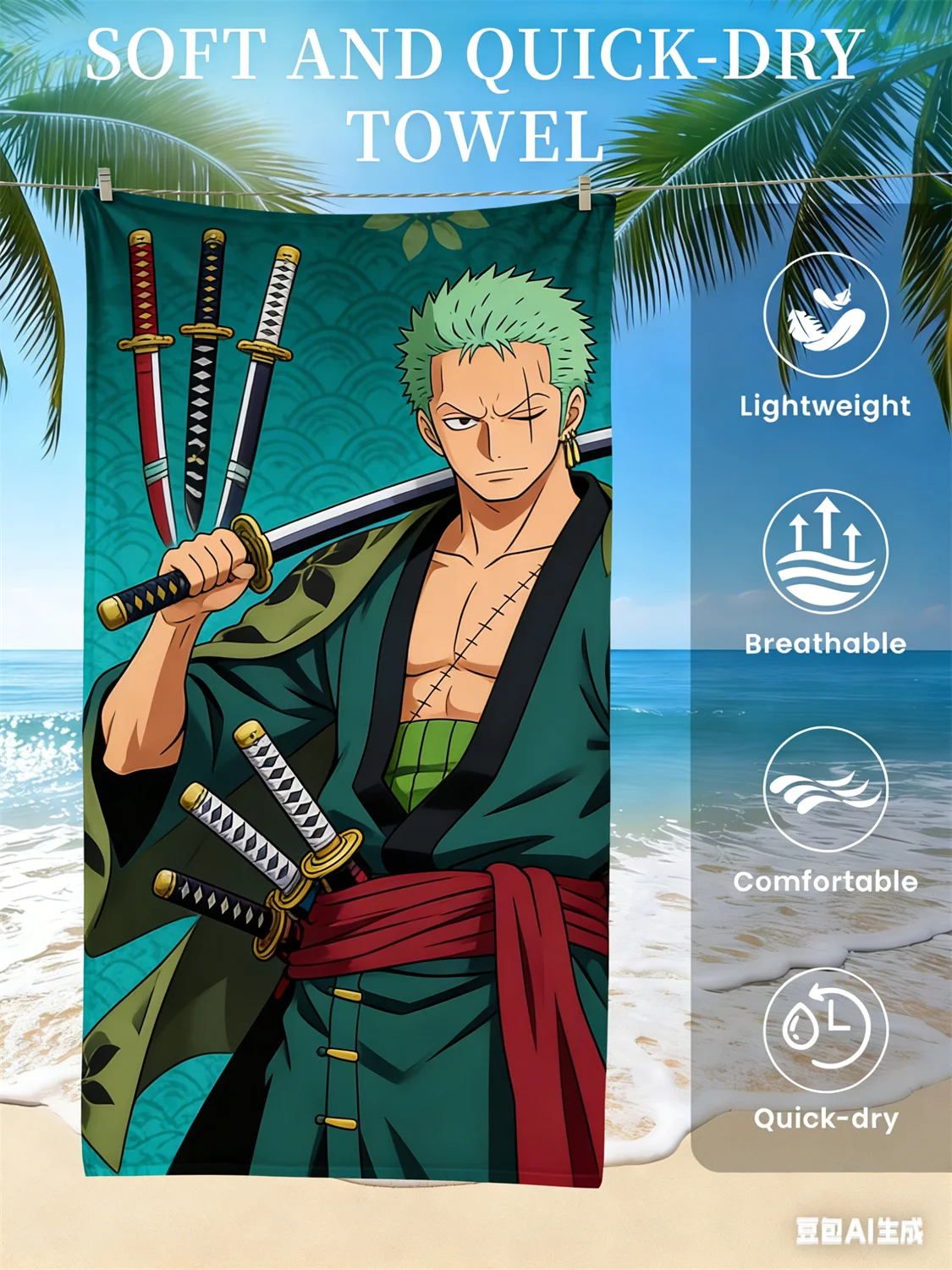 Zoro Pirate Hunter Beach Towel