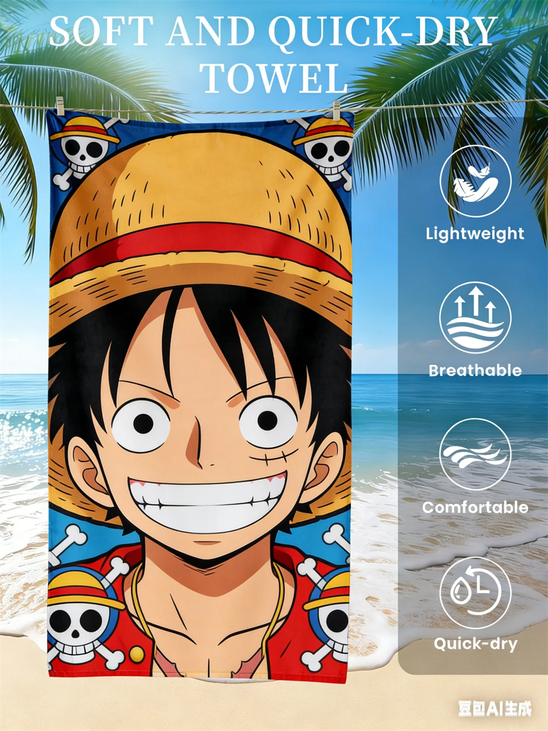 Smile Luffy Beach Towel