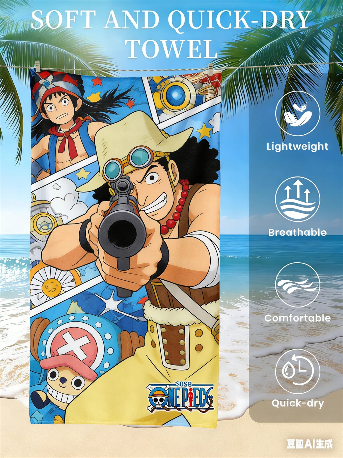Usopp Anime Character Beach Towel